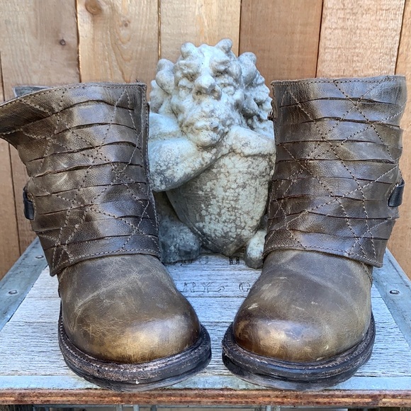 A.S.98 AS98 Free People Boho Moto Biker Zip Ankle Bootie Boots Size 37 - Picture 7 of 10